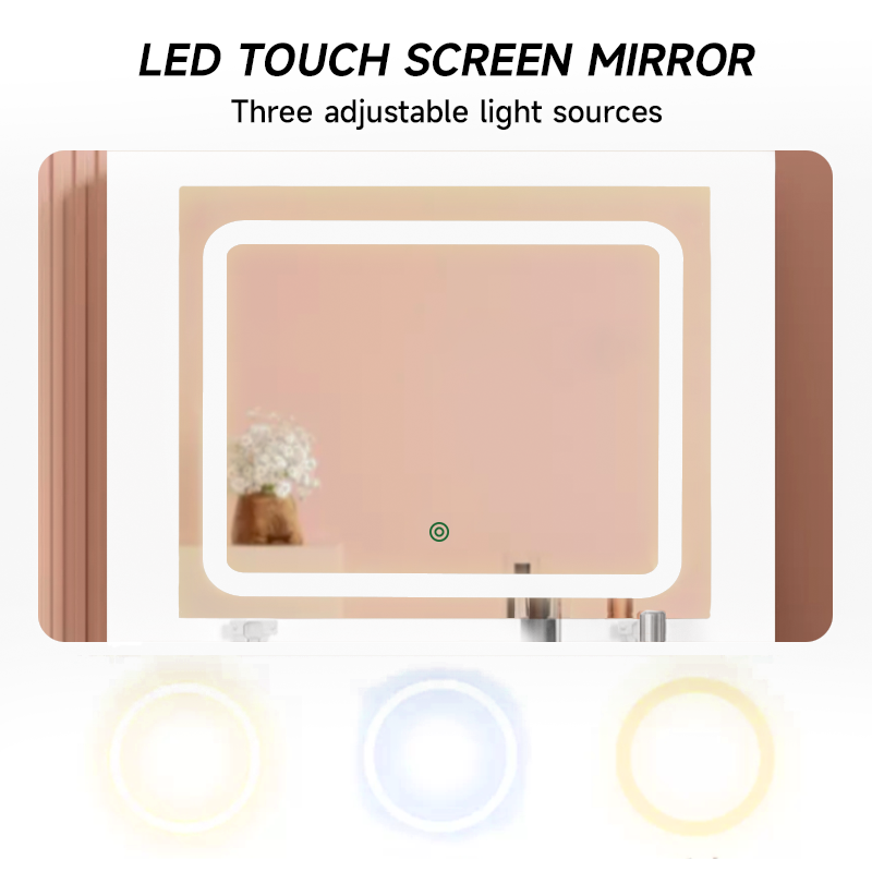 MAZAZU - Kaptafel - LED Spiegel - Krukje – Compacte Make-up Tafel – Wit – 120 x 48 x40 cm