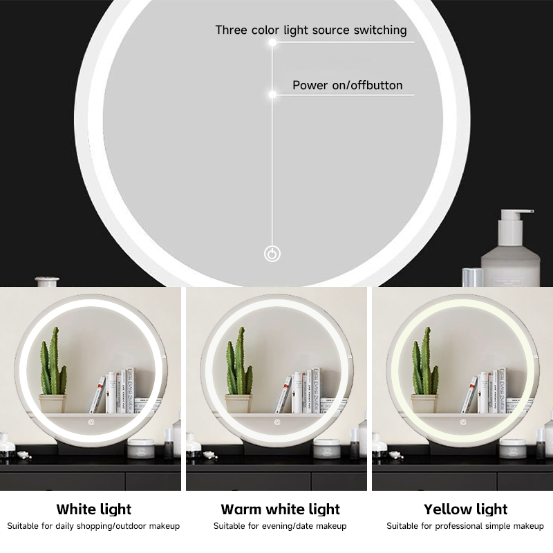 MAZAZU Kaptafel met LED Spiegel – Luxe Make-up Tafel met Lades – Zwart – 60x40x132cm