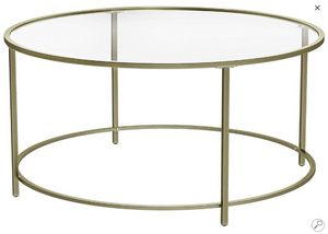 Salontafel rond glas goud