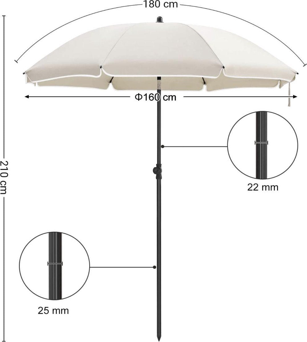 Achthoekige tuinparasol Beige