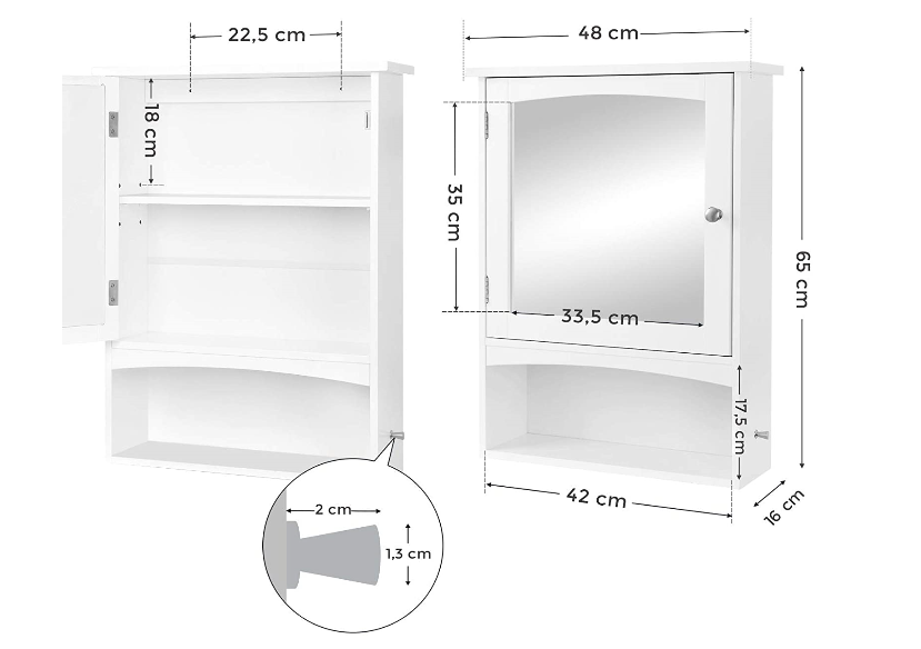 Spiegelkast badkamer met deur wit