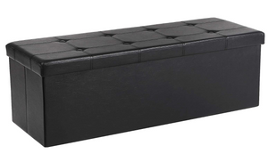 Opbergbox met deksel kunstleer zwart