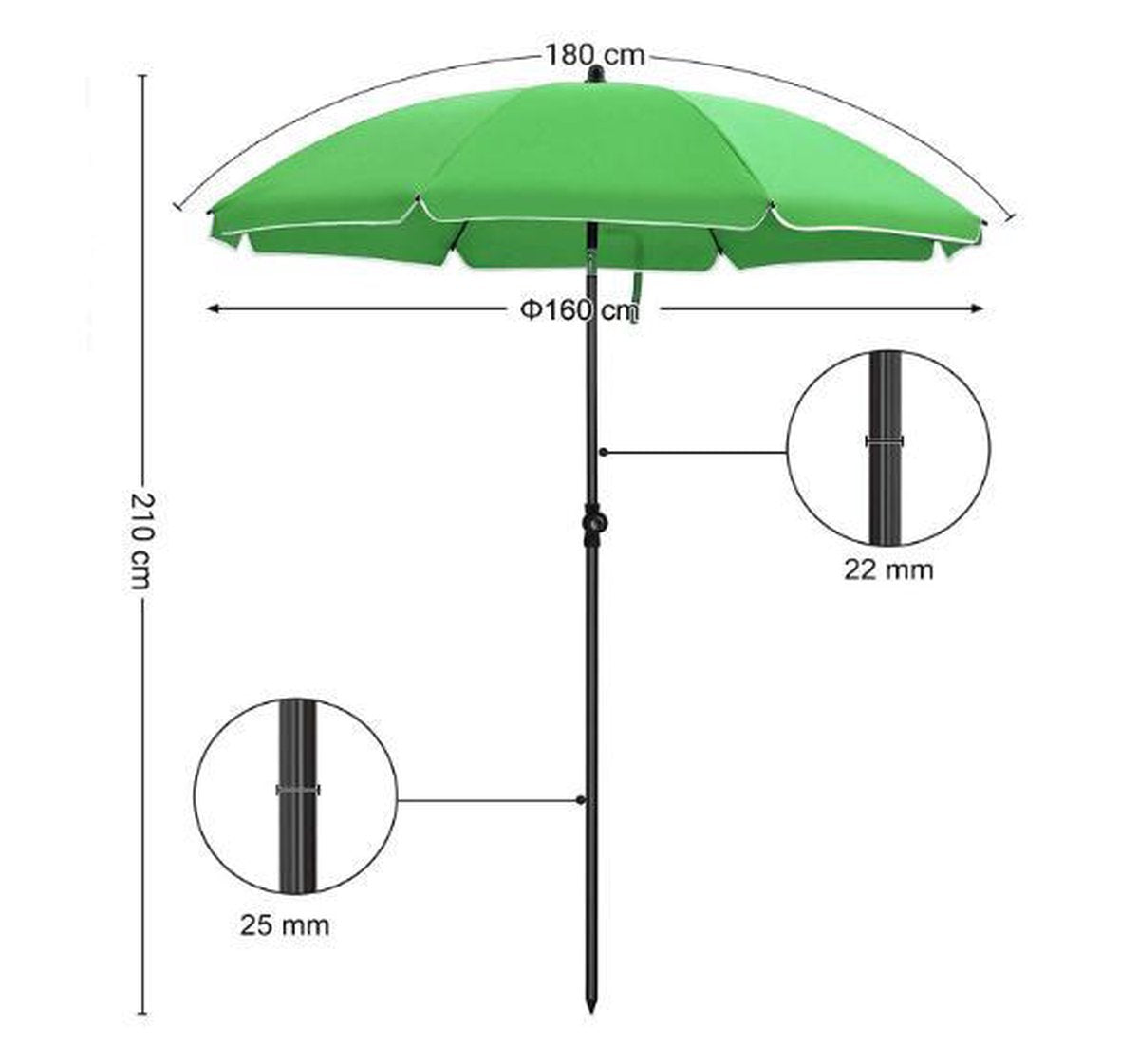 Zweefparasol Groen