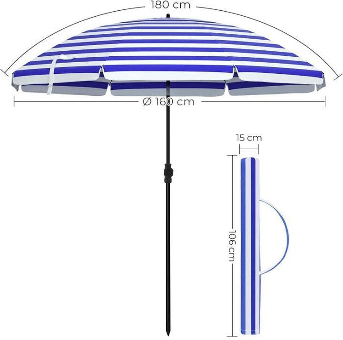 Parasol Blauw/wit