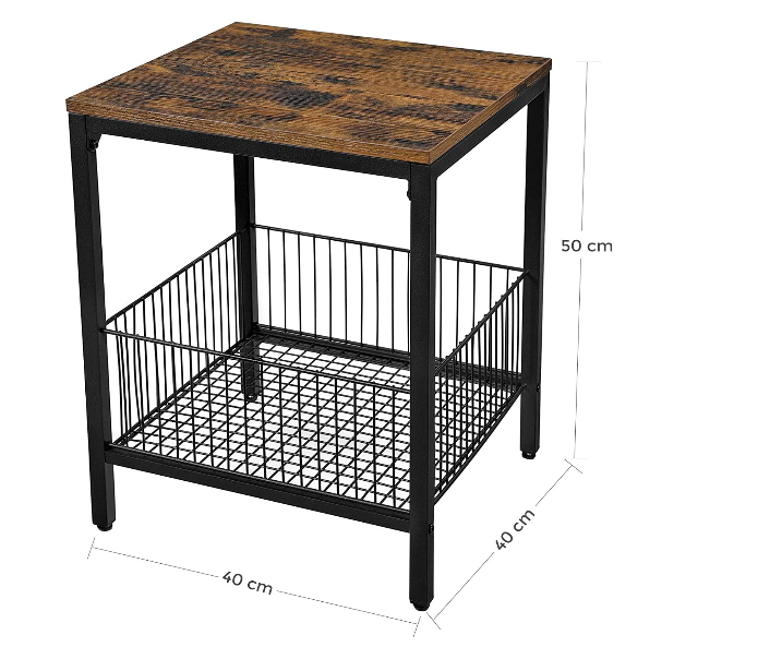 Bijzettafel industrieel met opslagruimte bruin/zwart