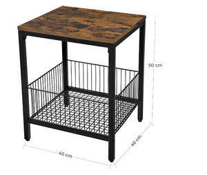 Bijzettafel industrieel met opslagruimte bruin/zwart