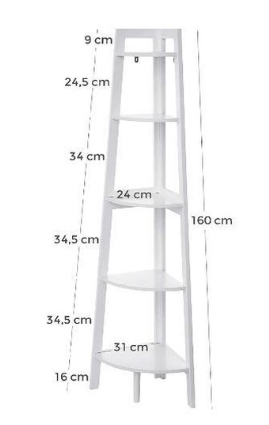 Ladderkast met 5 planken wit