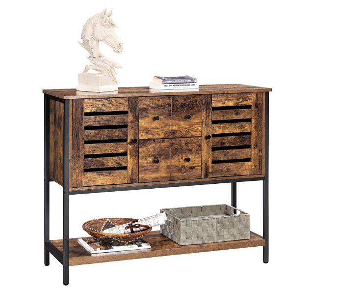 Dressoir met 2 ladens bruin/zwart