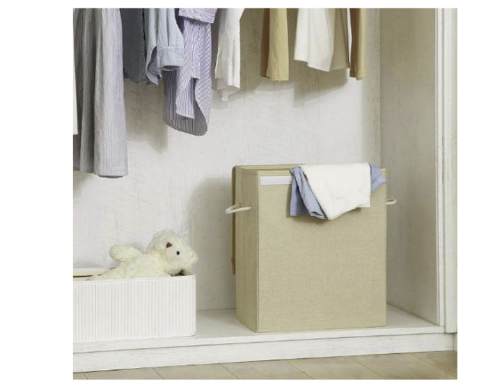 Wasmand met deksel beige