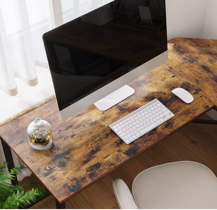 Industriële laptoptafel met 2 planken in bruin/zwart