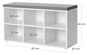 Schoenenbank met zitkussen