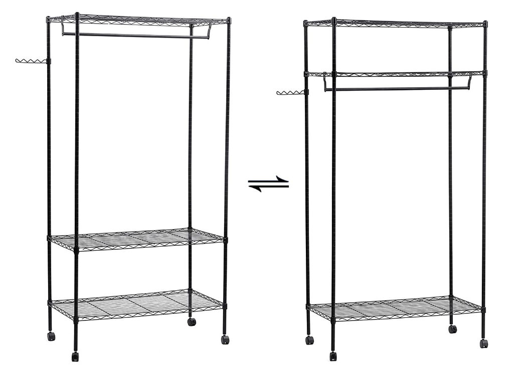 Kledingkast met 2 planken en 1 kledingstang zwart