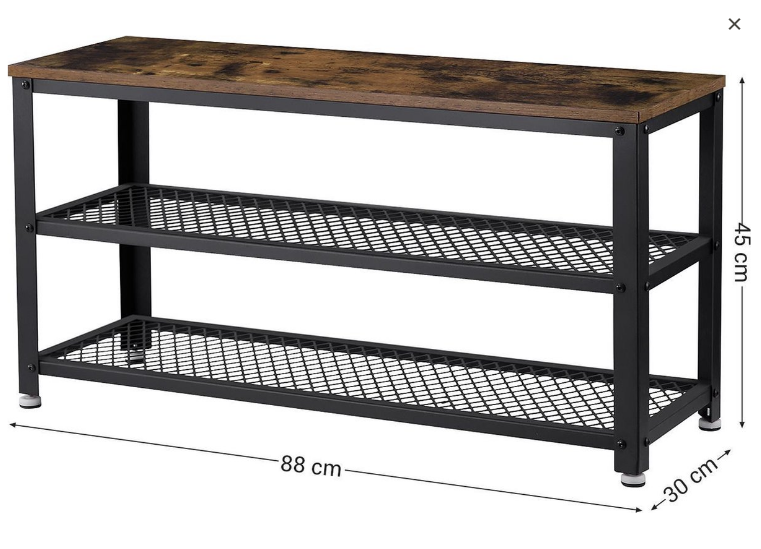 Industriële schoenenbank hout/metaal