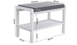 Schoenenrek bamboe grijs/wit