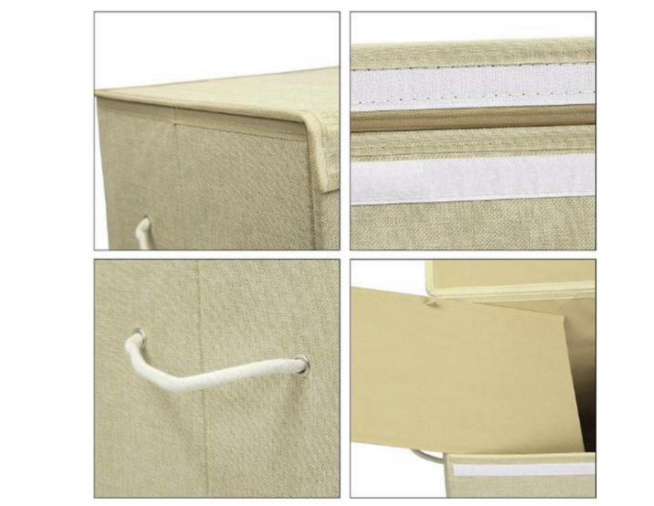 Wasmand met deksel beige