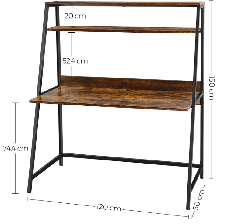 Computerbureau/schrijfbureau met opbergplanken