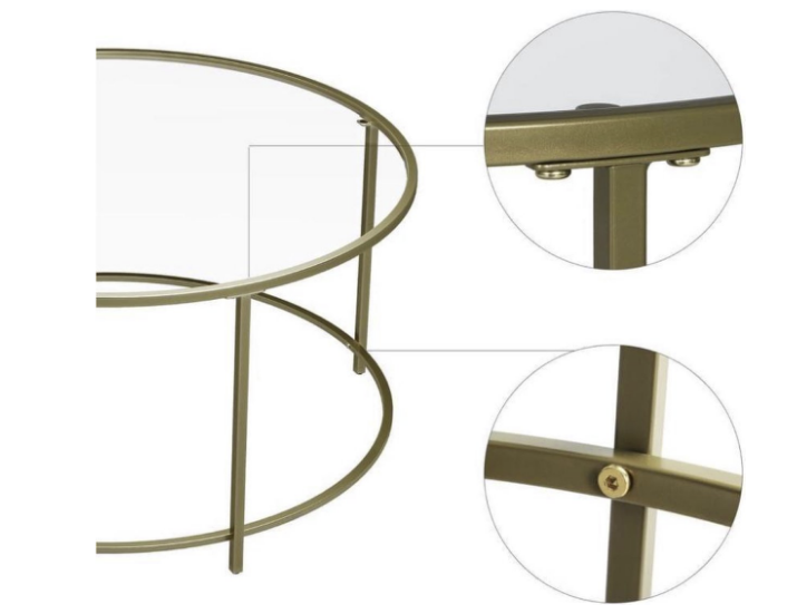 Salontafel rond glas goud