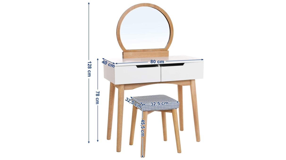 Make up tafel met krukje en spiegel