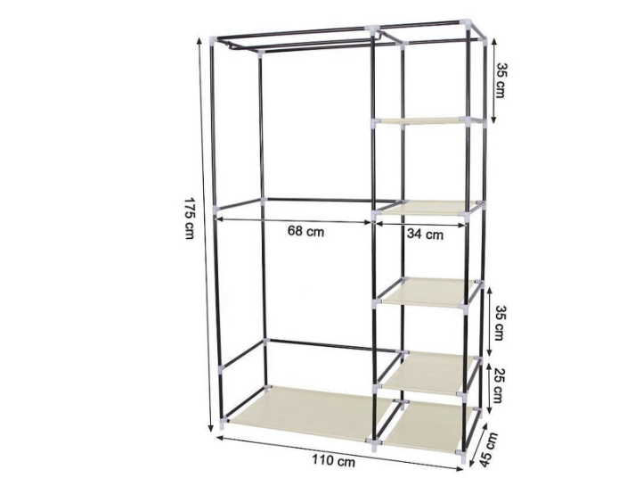 Kledingkast met 5 lagen beige