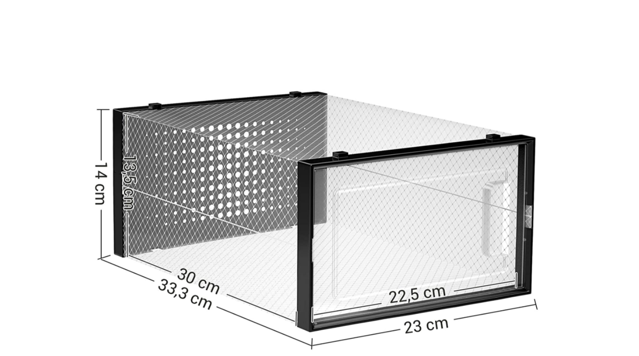 18 schoenendozen zwart transparant