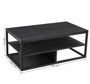 Salontafel met drie planken zwart