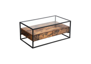 Salontafel glas bruin/zwart