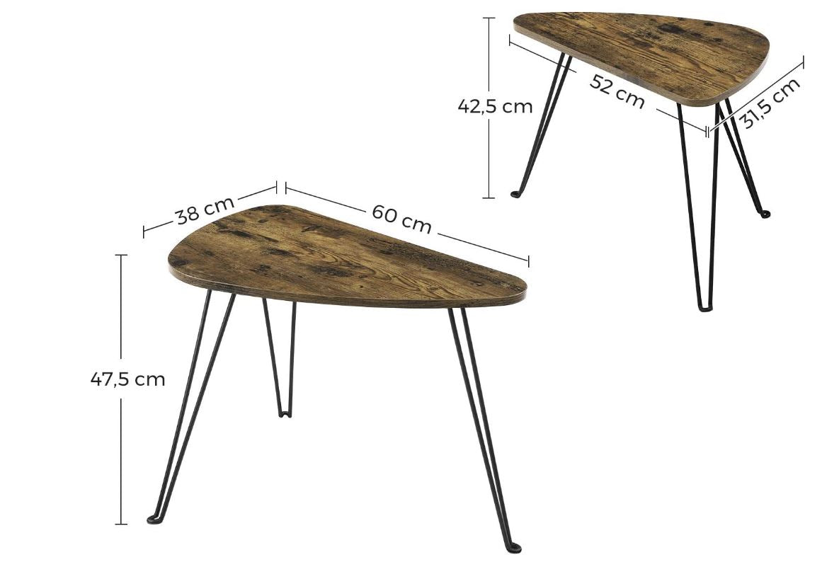 Salontafel set van 2 bruin/zwart