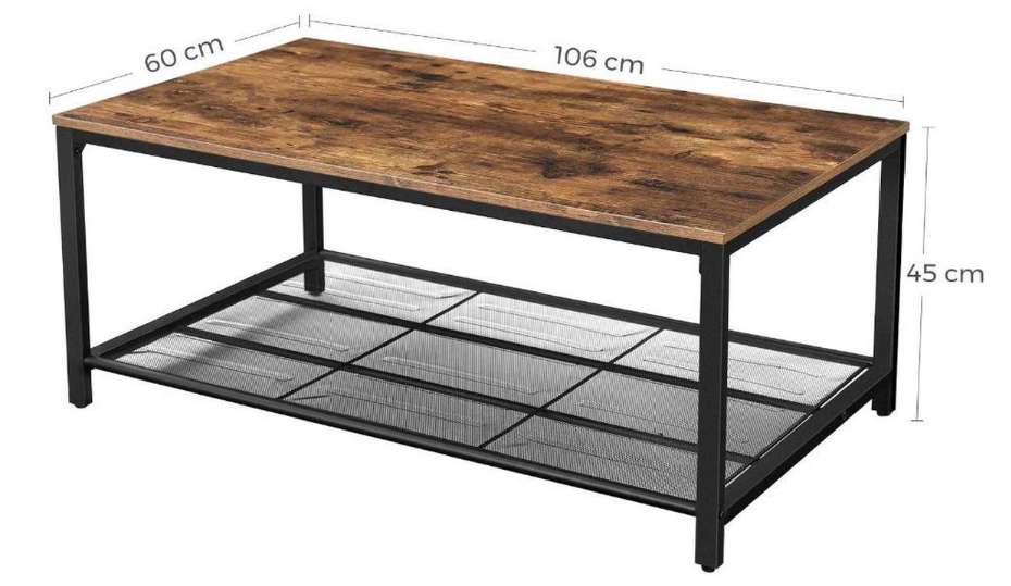 Industriële salontafel bruin/zwart